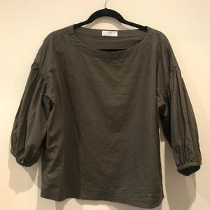 Uniqlo Green Top With Statement Sleeves Small